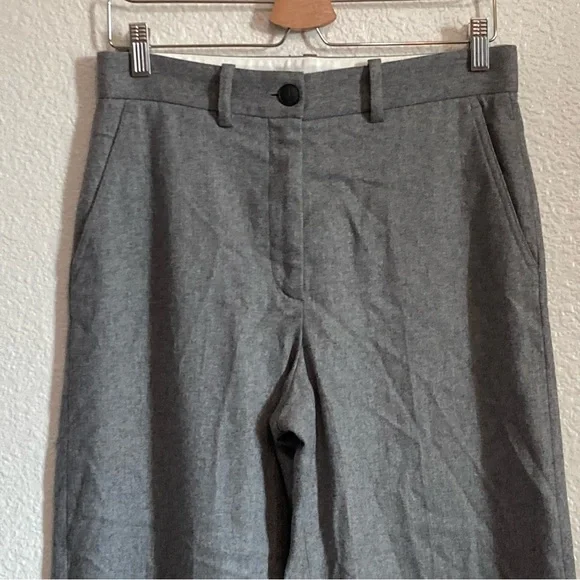 Rag & Bone Crane Grey Wool Blend Wide Leg Cropped Pants- Size 4 Career Casual